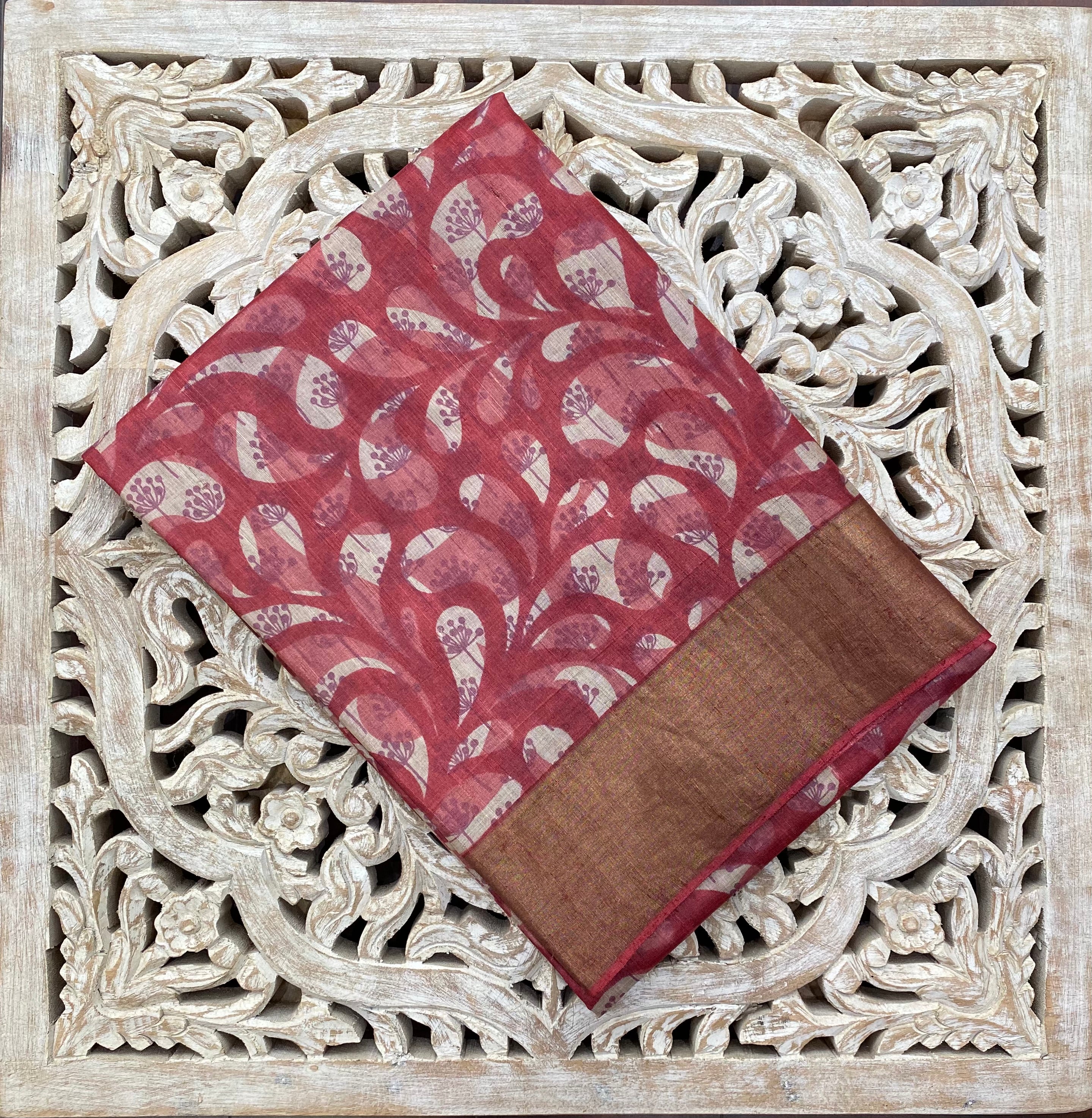 Tussar silk double printed saree