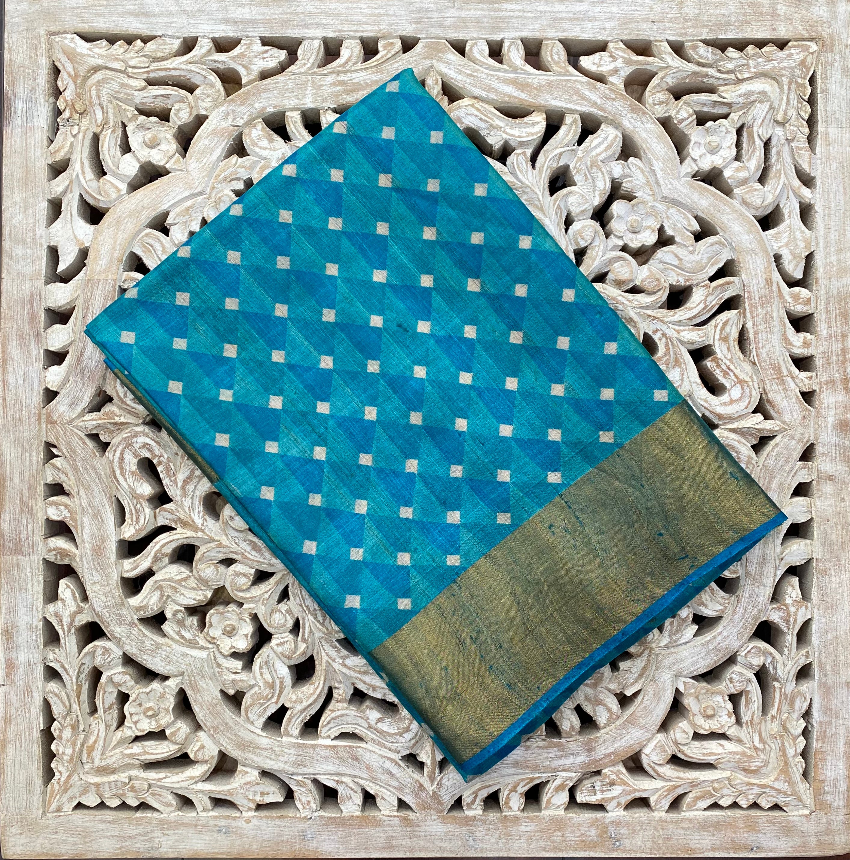Tussar silk abstract printed saree