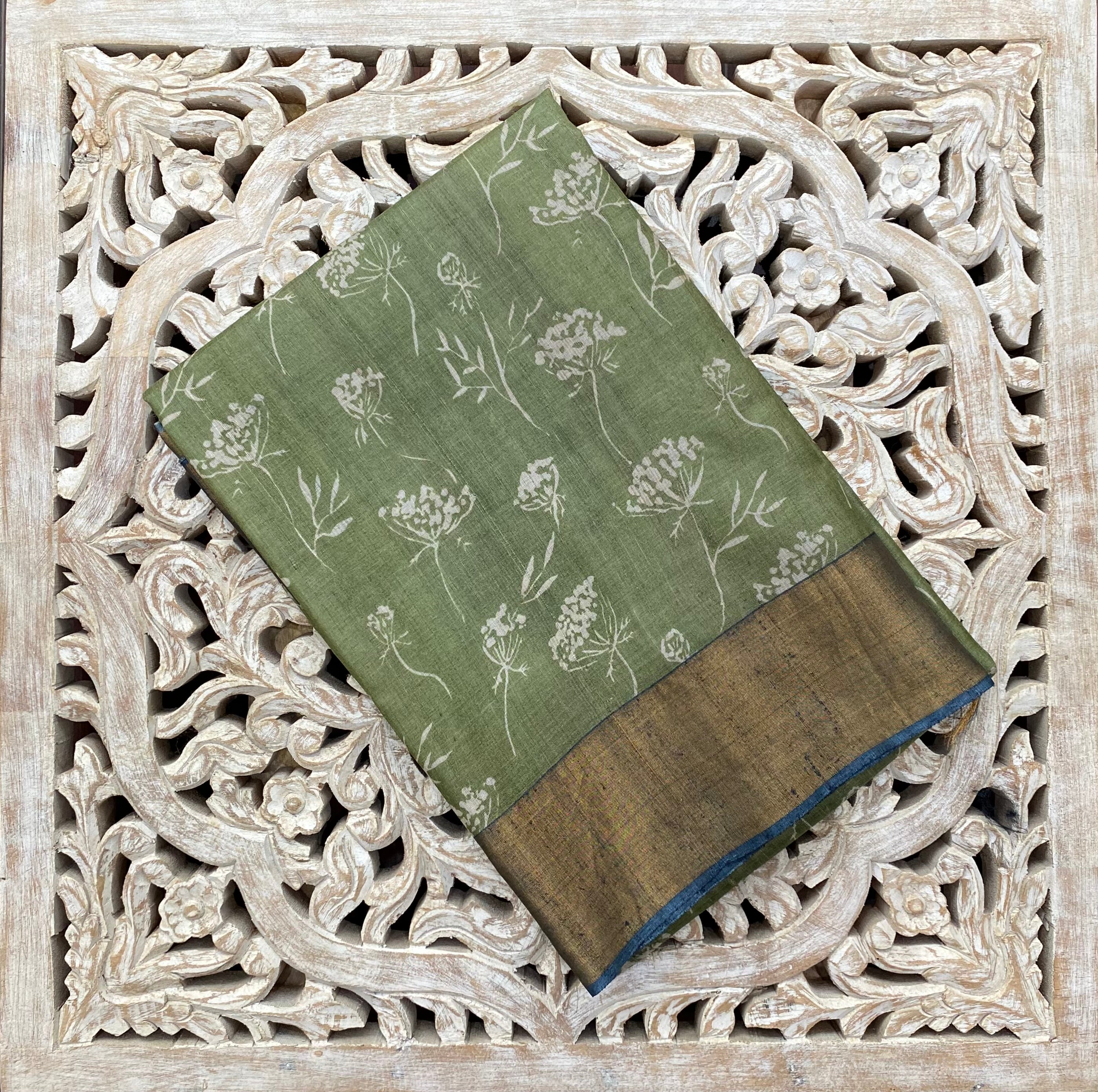Tussar silk floral printed saree